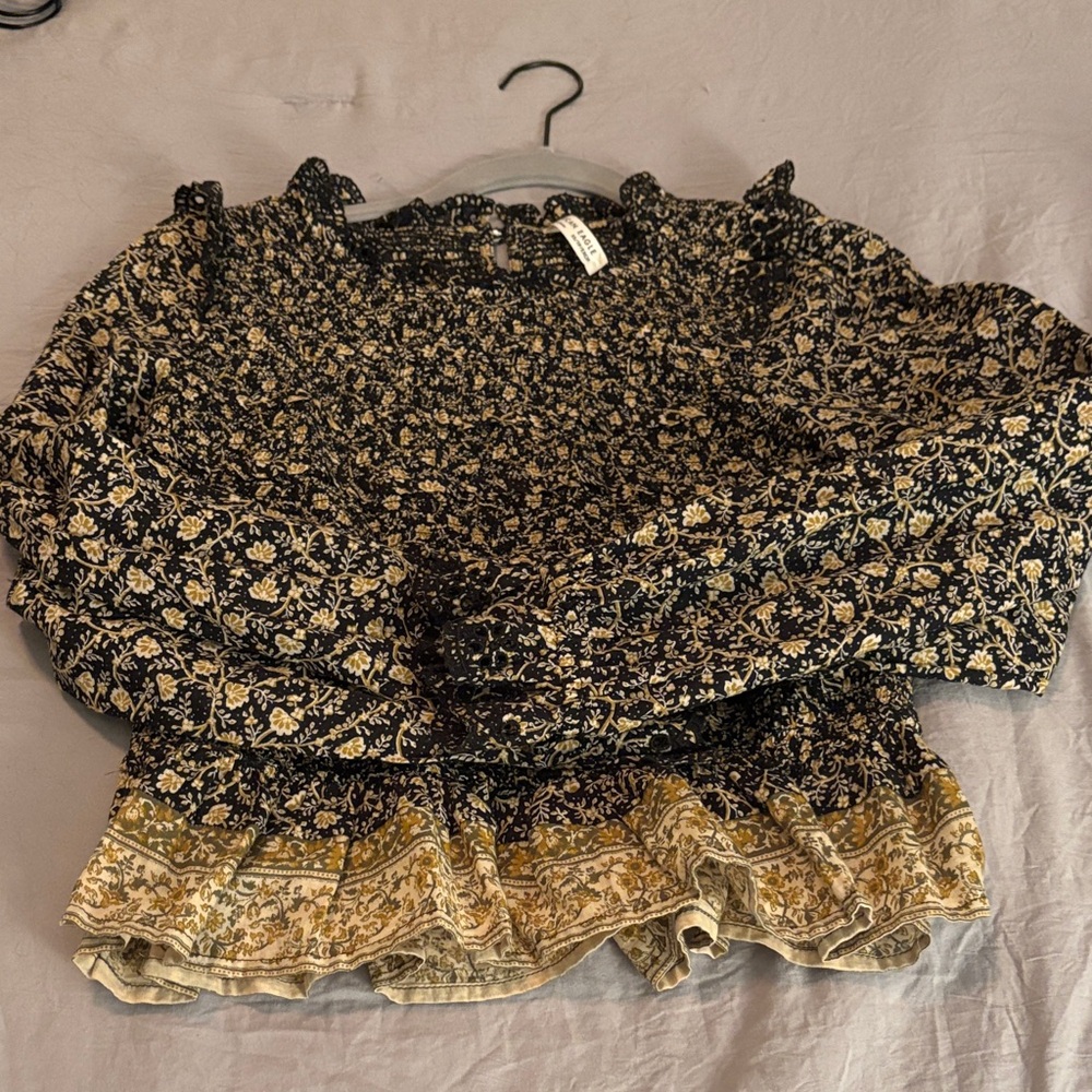 American Eagle Outfitters Black and Yellow Blouse